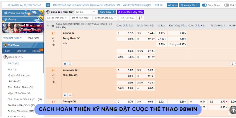 Cách hoàn thiện kỹ năng đặt cược thể thao 98win